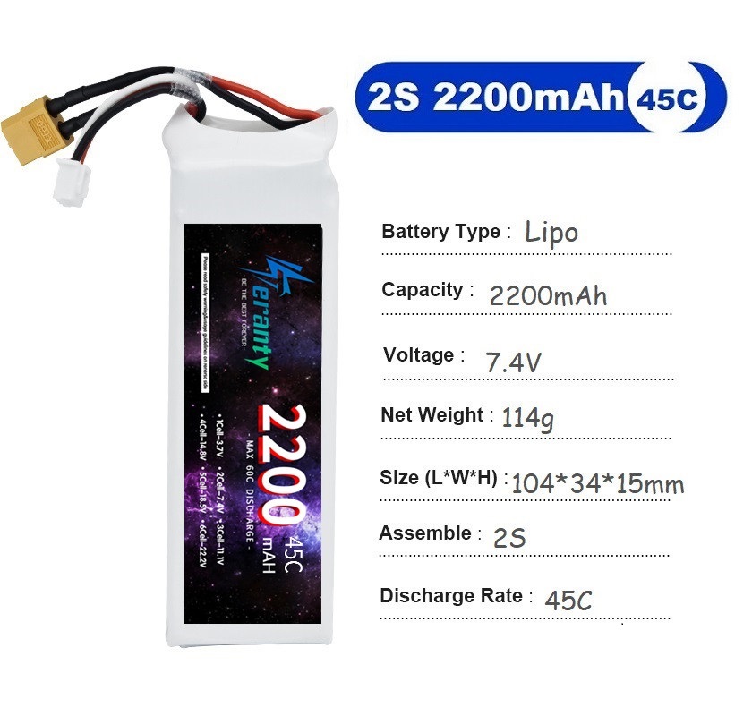 2PCS 7.4V Lipo 2S Battery 1500 - Drone Racing Battery ulasan dan harga